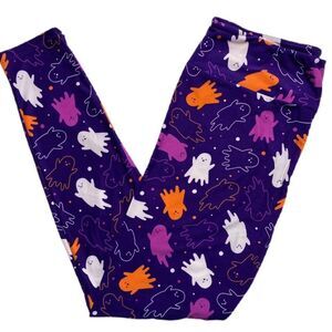 LuLaRoe Halloween Ghost Purple Orange Leggings OS Size 2-10 Comfy